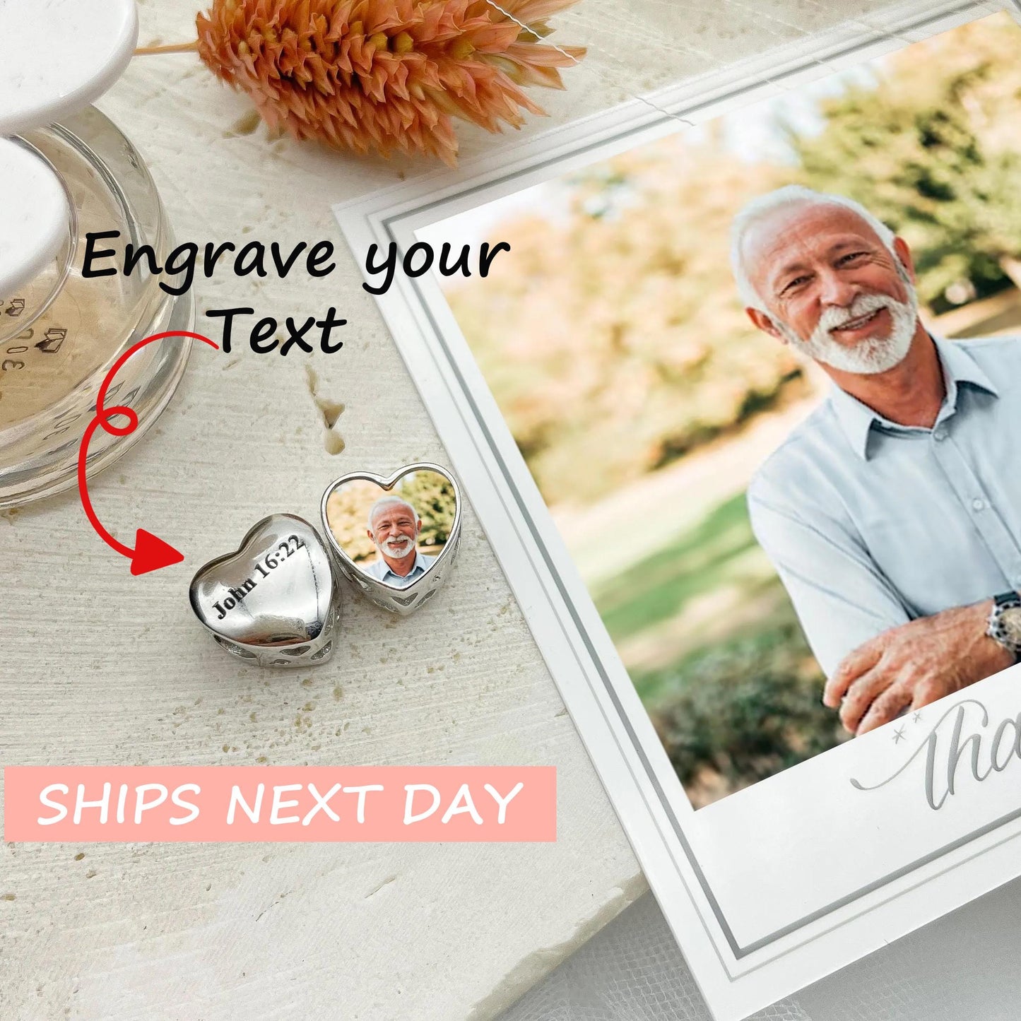 Custom Photo Charm of Bracelet, Fits Pandora Bracelet,Individual Personalized Photo Charm, Photo Gift,Engraved Photo charm PC-018