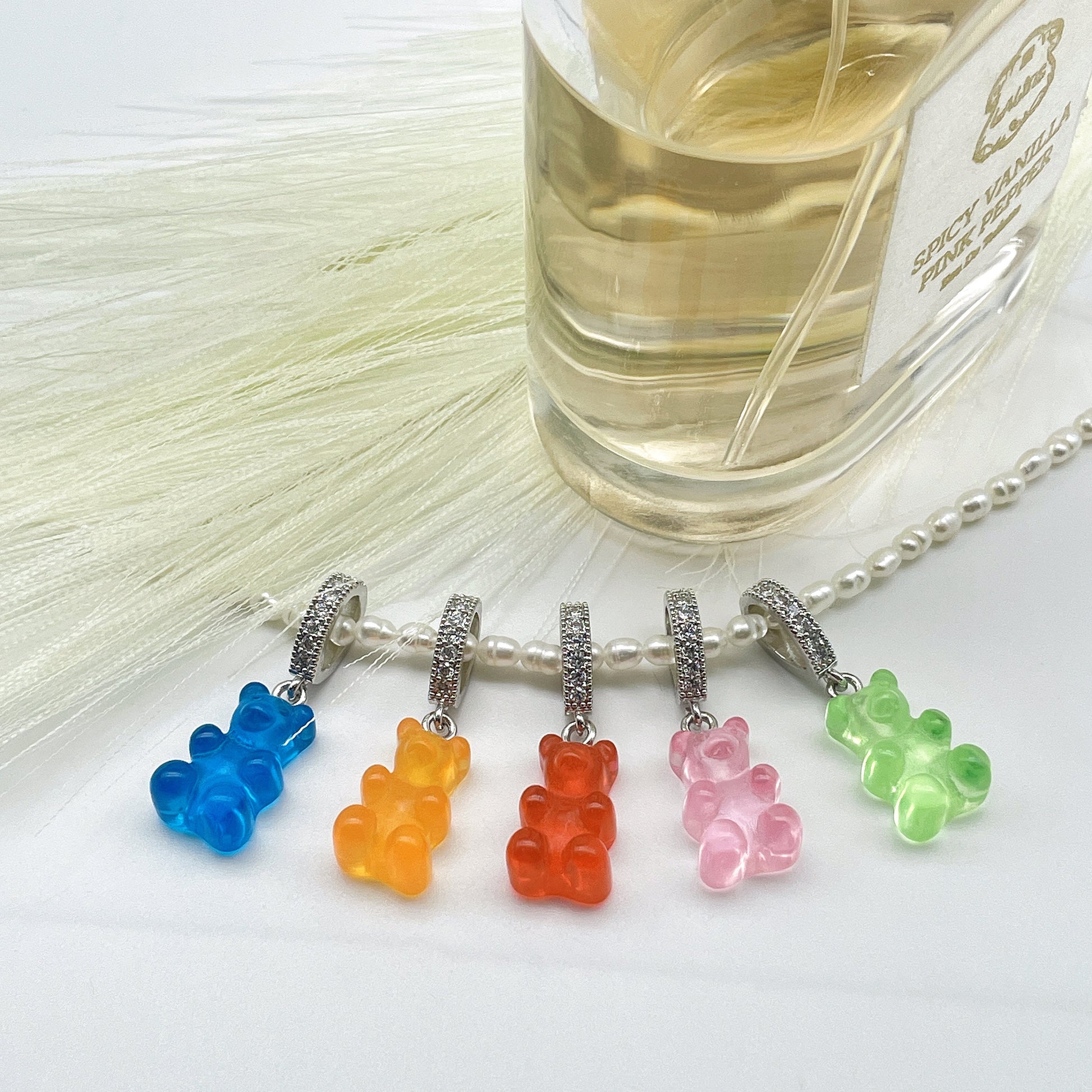 Gummy Bear Pearl Necklace Cute Teddy Bear Pendant Necklace Y2K style minimalist Dainty Pearl Necklace Gift for Her by Pinkpig-BE-201